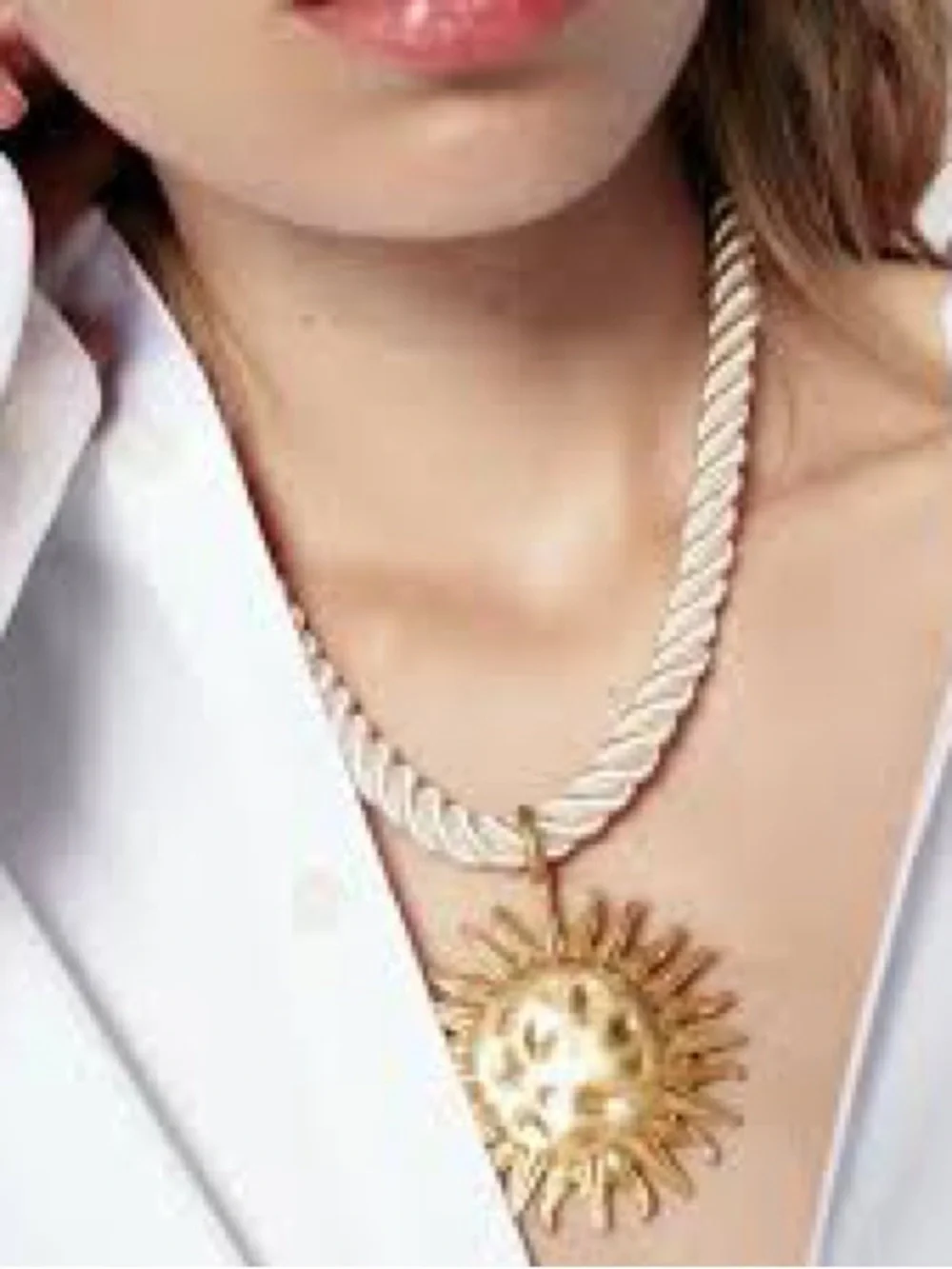 Gold Sun Pendant Rope Necklace - Picture 6 of 7